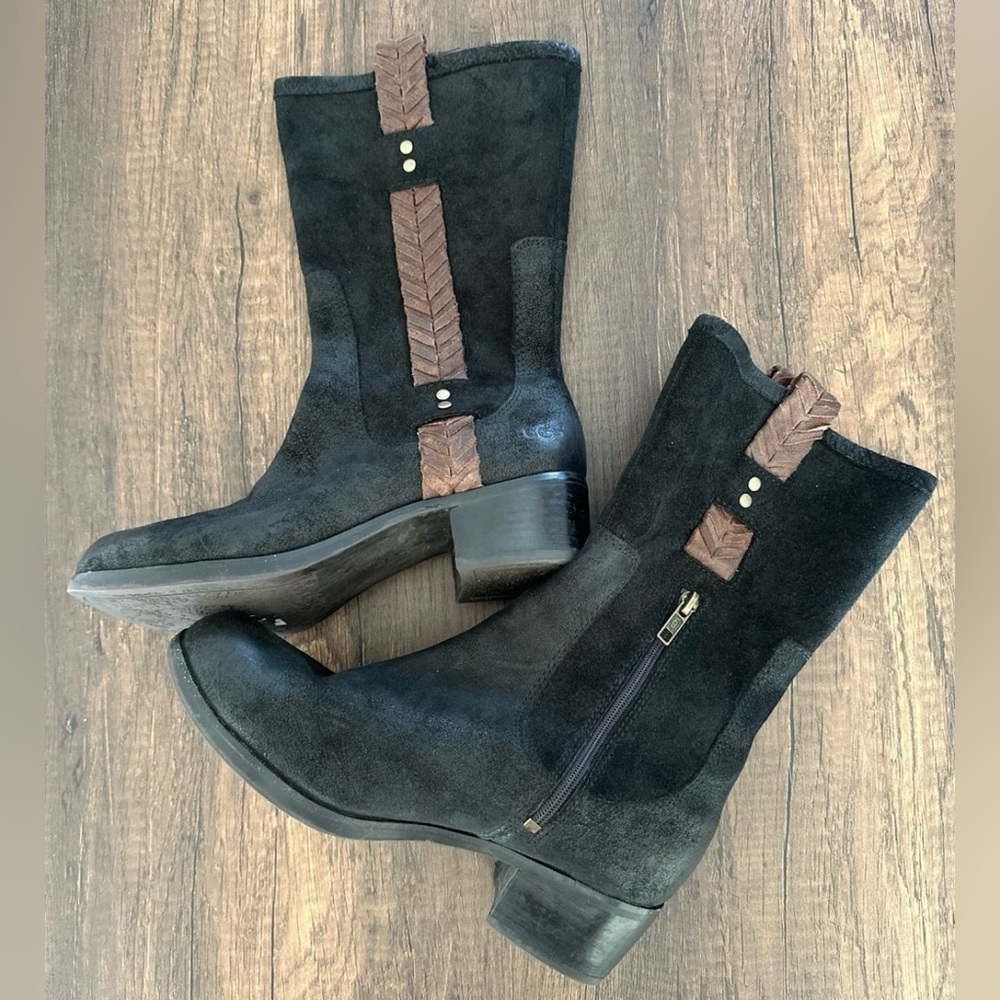 Ugg Jaspan leather suede boots brown black winter spring - Picture 2 of 4